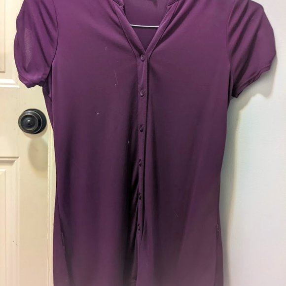 Purple Sheer Women's Button Up Blouse - Picture 1 of 5